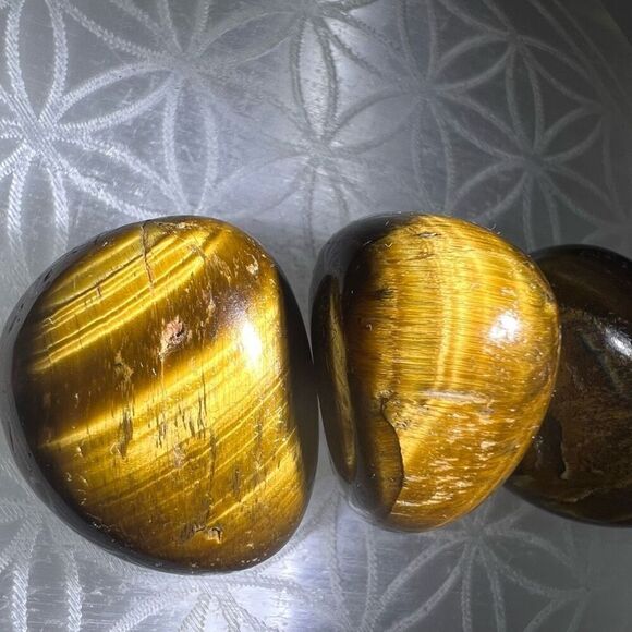 Tiger Eye Crystals Tumbled‎ Stones Set of Three (#3) - Picture 5 of 14